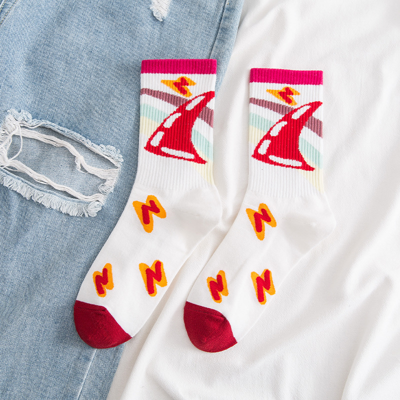 Couple Sock Socks Daily INS Cartoon Doodle Illustration Men Women Socks Street Stockings